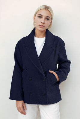 Düğmeli Kısa Kaşe Kaban - 41