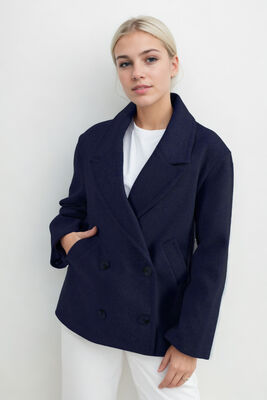 Düğmeli Kısa Kaşe Kaban - 42