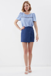 Düğmeli Mini Etek - 7