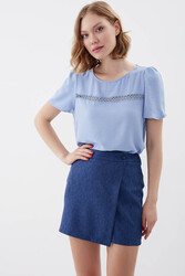 Düğmeli Mini Etek - 6