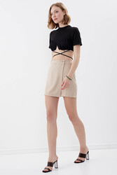 Düğmeli Mini Etek - 18