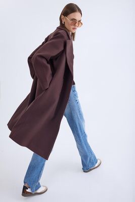 Düğmeli Uzun Kaşe Kaban - Thumbnail (6)