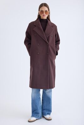 Düğmeli Uzun Kaşe Kaban - Thumbnail (5)