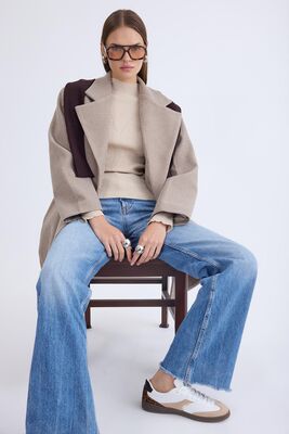 Düğmeli Uzun Kaşe Kaban - Thumbnail (20)