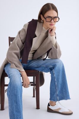 Düğmeli Uzun Kaşe Kaban - Thumbnail (16)