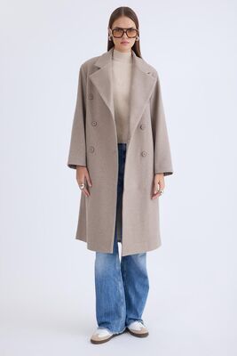 Düğmeli Uzun Kaşe Kaban - Thumbnail (15)