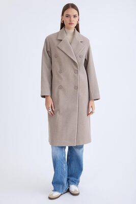 Düğmeli Uzun Kaşe Kaban - Thumbnail (17)