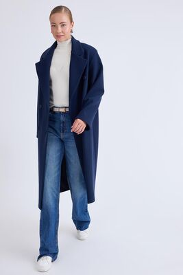 Düğmeli Uzun Kaşe Kaban - Thumbnail (24)