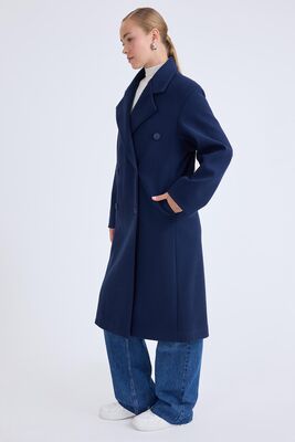 Düğmeli Uzun Kaşe Kaban - Thumbnail (26)