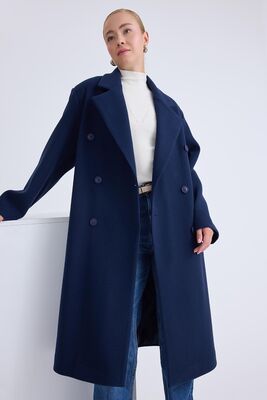 Düğmeli Uzun Kaşe Kaban - Thumbnail (28)