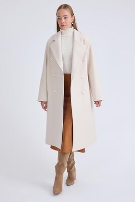 Düğmeli Uzun Kaşe Kaban - Thumbnail (29)