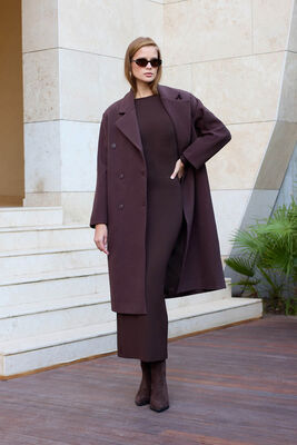 VİTRİN - Düğmeli Uzun Kaşe Kaban (1)