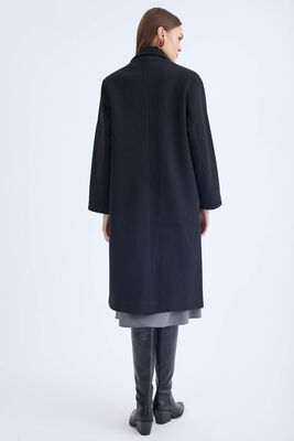 Düğmeli Uzun Kaşe Kaban - Thumbnail (12)