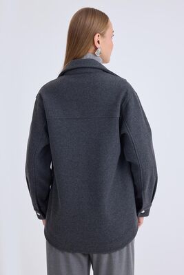 Düşük Omuz Cepli Kaşe Ceket - Thumbnail (8)