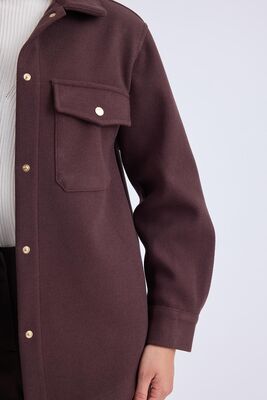 Düşük Omuz Cepli Kaşe Ceket - Thumbnail (10)