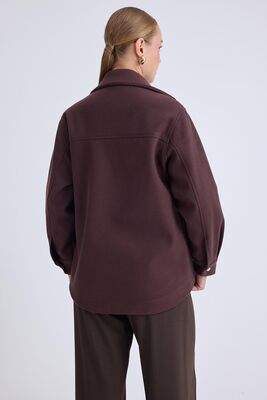 Düşük Omuz Cepli Kaşe Ceket - Thumbnail (12)