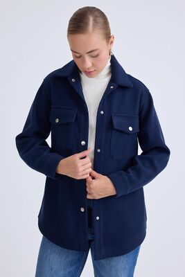 Düşük Omuz Cepli Kaşe Ceket - Thumbnail (15)