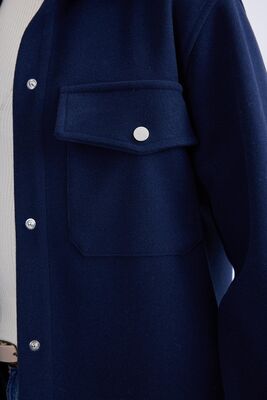 Düşük Omuz Cepli Kaşe Ceket - Thumbnail (14)