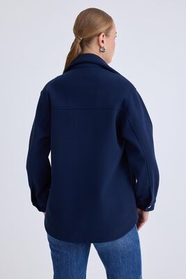 Düşük Omuz Cepli Kaşe Ceket - Thumbnail (17)