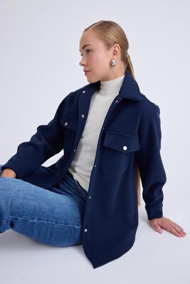 Düşük Omuz Cepli Kaşe Ceket - Thumbnail (16)