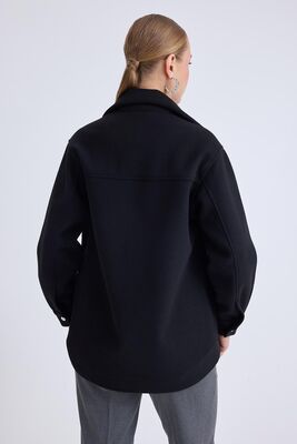 Düşük Omuz Cepli Kaşe Ceket - Thumbnail (3)