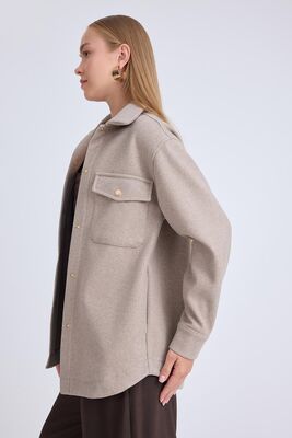 Düşük Omuz Cepli Kaşe Ceket - Thumbnail (19)