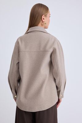 Düşük Omuz Cepli Kaşe Ceket - Thumbnail (20)