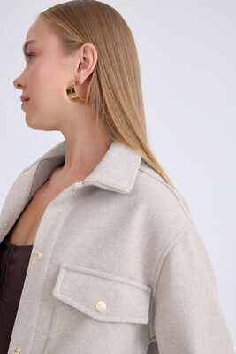 Düşük Omuz Cepli Kaşe Ceket - Thumbnail (23)