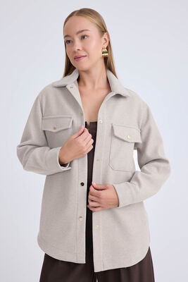 Düşük Omuz Cepli Kaşe Ceket - Thumbnail (21)