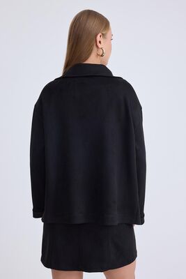 Düşük Omuz Kapak Cepli Süet Ceket - Thumbnail (14)