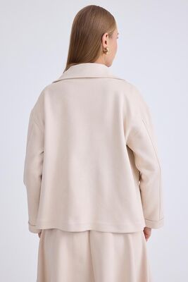 Düşük Omuz Kapak Cepli Süet Ceket - Thumbnail (5)