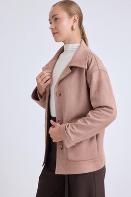 Düşük Omuz Kapak Cepli Süet Ceket - Thumbnail (8)