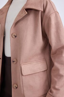 Düşük Omuz Kapak Cepli Süet Ceket - Thumbnail (7)