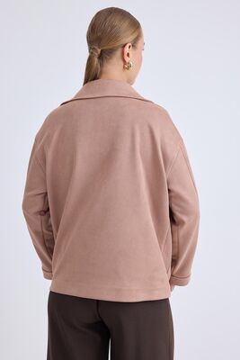 Düşük Omuz Kapak Cepli Süet Ceket - Thumbnail (9)