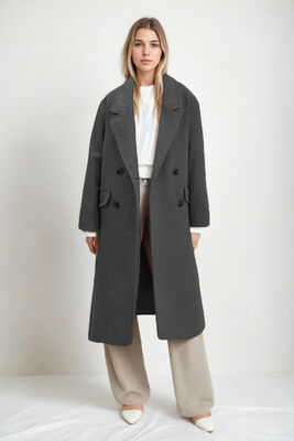 Düşük Omuzlu Uzun Kaban - Thumbnail (26)