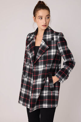 Ekose Desen Önü Düğmeli Kaban - Thumbnail (2)