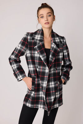 Ekose Desen Önü Düğmeli Kaban - Thumbnail (3)