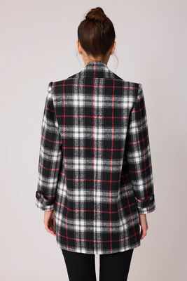 Ekose Desen Önü Düğmeli Kaban - Thumbnail (4)