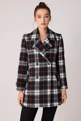 VİTRİN - Ekose Desen Önü Düğmeli Kaban