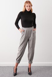 Ekose Desen Pileli Havuç Pantolon - 1