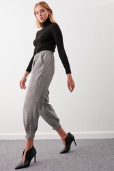 Ekose Desen Pileli Havuç Pantolon - 4