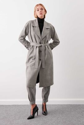 Ekose Desen Pileli Havuç Pantolon - Thumbnail (6)