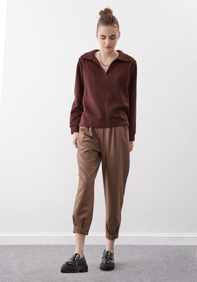 Ekose Desen Pileli Havuç Pantolon - Thumbnail (9)