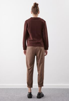 Ekose Desen Pileli Havuç Pantolon - Thumbnail (12)