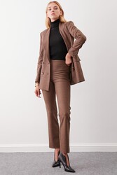 Ekose Desen Yüksek Bel Pantolon - 8