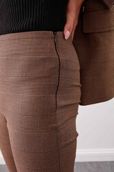 Ekose Desen Yüksek Bel Pantolon - 7