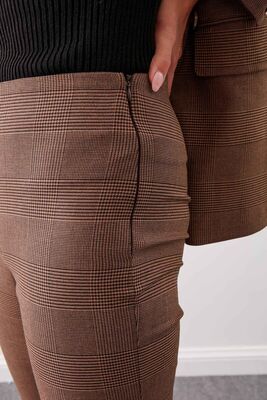 Ekose Desen Yüksek Bel Pantolon - 7