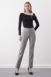 Ekose Desen Yüksek Bel Pantolon - 15