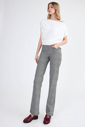 Ekose Desen Yüksek Bel Pantolon - 2