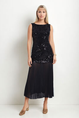 Eteği Tüllü Pullu Elbise - 2